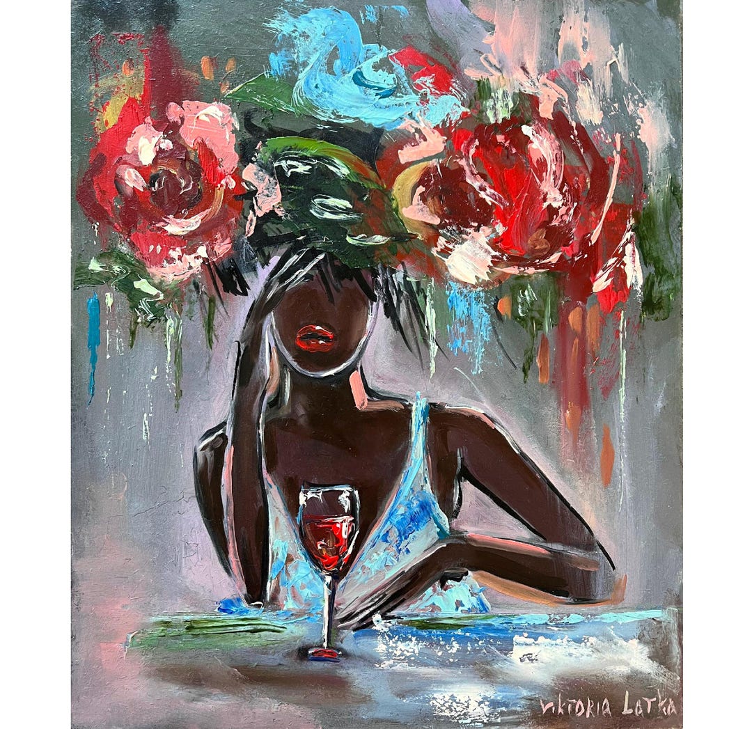 Black Woman Portrait Painting: Original Art, African American Art 10x12 ...