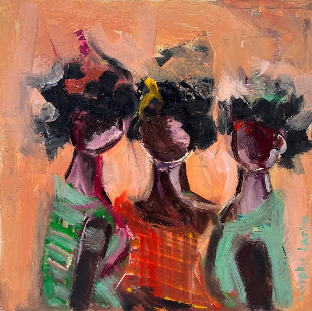 African American Art Original Painting Black Women Artwork 10 by 10 ...