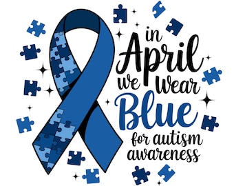 In April We Wear Blue PNG, Accept Understand Love PNG, Blue Rain PNG, Autism Awareness Png, Sublimation File Digital Download For Shirt