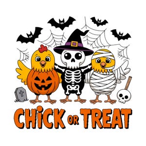 Chick Or Treat PNG, Spooky Chicken Halloween PNG, Halloween PNG, Funny Halloween Chicken Png, Spooky Goose Png, Kids Halloween Png