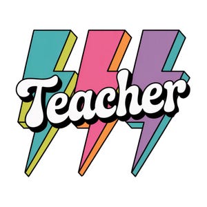 Lightning Bolt Teacher PNG, Back To School PNG, Neon Teacher Shirt PNG, Retro Teacher Png, Checkered Teacher Png, Teacher Dtf Digital File
