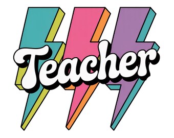 Lightning Bolt Teacher PNG, Back To School PNG, Neon Teacher Shirt PNG, Retro Teacher Png, Checkered Teacher Png, Teacher Dtf Digital File