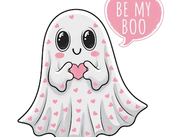Be My Boo PNG, Valentinstag Geist PNG, Geist mit Ballon, Pastell Valentinstag, Valentinstag Sublimation, Mädchen Geist PNG, Valentinstag Png