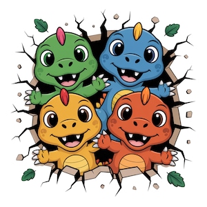 3D Dinosaurs PNG, Sublimation Design, Kids PNG, Cute Dinosaur PNG, Colorful Design, 3d Hole Png, T-Shirt Design, Digital Download Png, Dtf