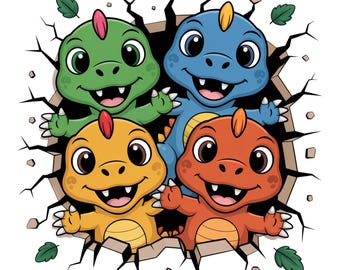 3D Dinosaurs PNG, Sublimation Design, Kids PNG, Cute Dinosaur PNG, Colorful Design, 3d Hole Png, T-Shirt Design, Digital Download Png, Dtf