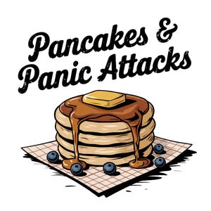 Pancake e attacchi di panico PNG, divertente design retrò a sublimazione, tazza e maglietta in stile vintage PNG, salute mentale, ansia, download digitale