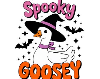 Spooky Goosey png, griezelige gans png, grappige halloween png, retro png, retro halloween png, gans Halloween ontwerp, trendy halloween png-bestand