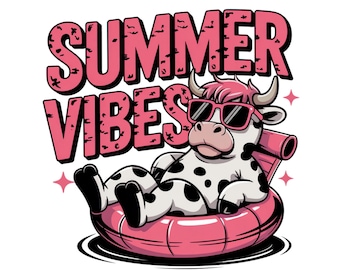 Summer Vibes PNG, Highland Cow Design PNG, Retro Summer Shirt Design, Funny Beach Shirt Print, Summer Sublimation Design, Beach Graphic PNG
