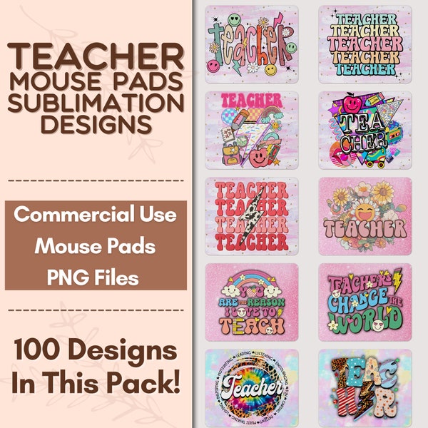 Teacher PNG Sublimation Bundle, Teacher Mouse Pad Sublimation Designs, Instant Digital Download Mouse Pad, Teacher Mouse Pad PNG, School PNG