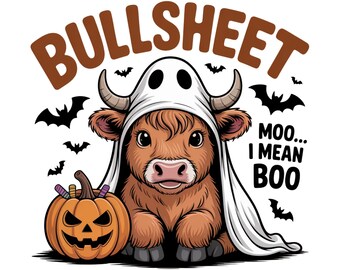 Bullsheet PNG, Heifer Halloween PNG, Funny Halloween Shirt Design, Halloween Sublimation PNG, Moo I Mean Boo Png, Fall Sublimation, Pumpkin