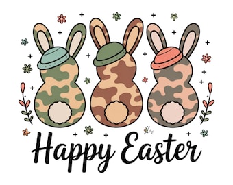 Happy Easter PNG, Egg Hunter Bunny PNG, Boy Bunny With Backwards Cap PNG, Camo Easter Bunny Png, Kids Easter Doodle, Boy Camo Easter Png