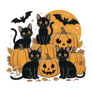 Black Cat Pumpkin PNG, Ghots Cat PNG, Retro Halloween PNG, Gothic Png, Black Cat Png, Fall Png, Halloween Cat Mama Shirt, Autumn Png
