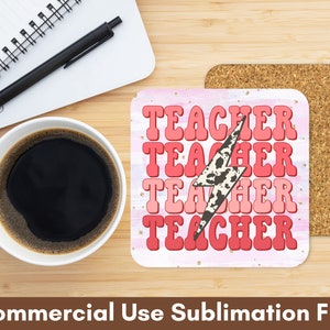Teacher PNG Sublimation Square Coaster PNG School Sublimation Designs, Digital Download Square Coaster, Teacher Coasters Sublimation Designs