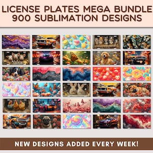 Mega Bundle License Plate Sublimation Designs Bundle, License Plate PNG Designs, Sublimation PNG files, License Plates  Sublimation Bundle