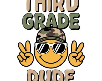Cooles PNG-Design für die dritte Klasse, Retro-Back-to-School-Jungen PNG-Design, Camo-Kid-Design für die dritte Klasse, PNG für den ersten Tag, Sublimationsdatei für Schuljungen