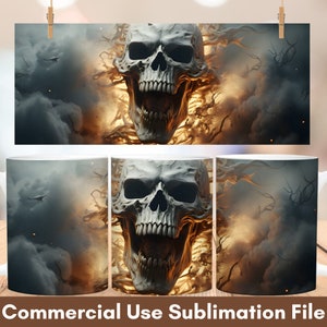 3D Scary Halloween Sublimation Mug Wrap Sublimation Design, Instant Digital Design Download 11 oz 15 oz Mug Wrap Design, Mug Designs PNG