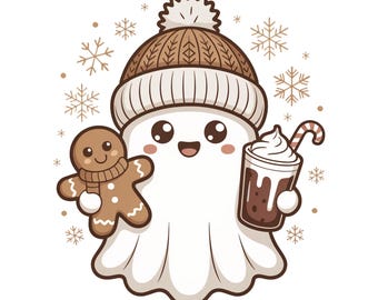 Cute Christmas Ghost PNG, Holiday Ghost Spooky Christmas Xmas Holiday Shirt PNG, Boojee Ghost PNG, Xmas Coquette Png, Gingerbread Png Design
