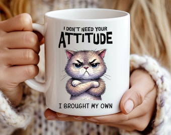 Sarcastic Cat PNG, Funny Cat Lover Sublimation File, Grumpy Cat Clipart, Cartoon Cat Png, Funny Mug Sublimation Design, Grumpy Cat Mug PNG