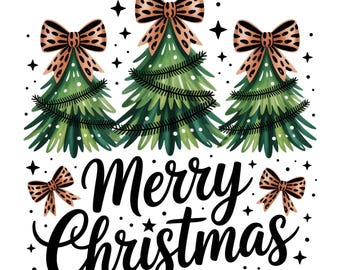 Leopard Print Christmas Tree PNG, Leopard Print Coquette Bow, Leopard Christmas Sublimation, T-shirt Christmas Print, Merry Christmas PNG