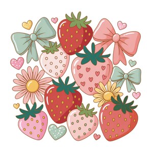 Retro Strawberry Coquette PNG, Preppy Strawberries PNG, Strawberry Festival PNG, Floral Strawberry Shirt Png, Sublimation Design, Strawberry