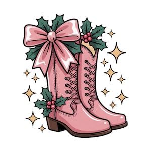 Coquette Christmas PNG, Coquette Bow PNG, Kerstsublimatie, Trending PNG, Retro Feestdagen Png, Holiday Vibes Png, Cowgirl Png-ontwerp