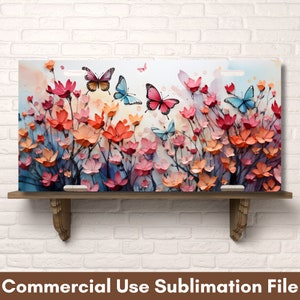 Butterflies Flowers PNG Sublimation License Plate Sublimation Designs, Instant Digital Download License Plate Design, License Plate PNG