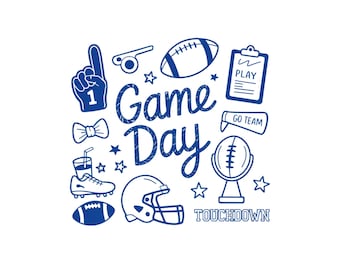 Football Doodles PNG, Game Day PNG, Hand Drawn Doodle Design, Touchdown Season, Sport, Coquette, Transparent Background, Digital Download