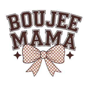 Boujee Mama Grafikdesign mit kokett Schleife, Boujee Girly PNG, karierte Retro PNG, trendige Sublimation PNG-Datei für Hemd, Sofort Download