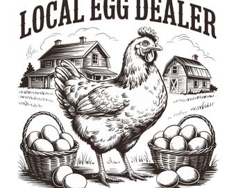Lokale eierhandelaar png, retro grappig kippenshirt png, grappig Pasen png, trendy kippenliefhebber png, Chicken Lady png, boerderijkip png