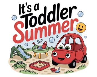 PNG de verano para niños pequeños, PNG de parque infantil lindo, PNG de tiempo de juego al aire libre para niños pequeños, camiseta de verano con coche Cozy Coupe, PNG de verano divertido para niños, PNG de verano preescolar