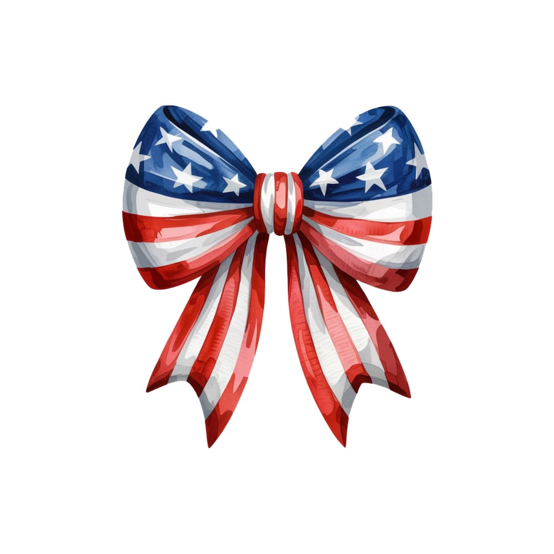 4th of July Coquette PNG, Memorial Day PNG, America Bow Png, USA Png ...