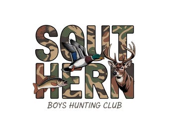 Southern Boys Hunting Club PNG, Southern Boy Shirt, Camouflage Design, Duck Hunting PNG, Southern Deer, Fishing Shirt PNG, Duck Hunter Png