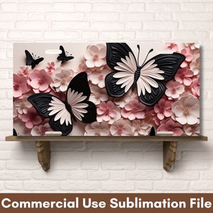 Butterflies Flowers PNG Sublimation License Plate Sublimation Designs, Instant Digital Download License Plate Design, License Plate PNG