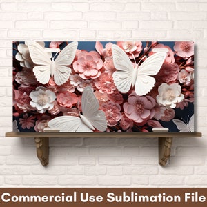 Butterflies Flowers PNG Sublimation License Plate Sublimation Designs, Instant Digital Download License Plate Design, License Plate PNG