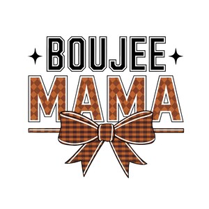 Boujee Mama Grafikdesign mit kokett Schleife, Boujee Girly PNG, karierte Retro PNG, trendige Sublimation PNG-Datei für Hemd, Sofort Download