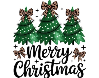Leopard Print Christmas Tree PNG, Leopard Print Coquette Bow, Leopard Christmas Sublimation, T-shirt Christmas Print, Merry Christmas PNG