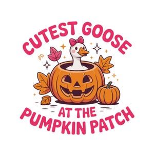 Cutest Goose At The Patch PNG, Fall Pumpkin Patch Toddler Shirt Sublimation, Funny Autumn Goose Halloween Kids PNG, PNG For Kids, Girls Png