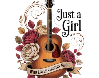 Solo una chica que ama la música country PNG, música country sureña sublimación, lazo, diseño de camiseta western, sudadera marrón granate neutro
