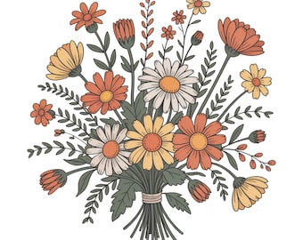 PNG Cottagecore floreale, disegno a sublimazione di fiori primaverili, file di download digitale botanico, disegno a sublimazione di fiori estivi