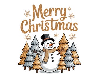 Christmas PNG, Snowman PNG, Merry Christmas Digital Design, Winter Snowman Png, Snowy Winter Png, Glittery Adorable Snowman DTF Sublimation