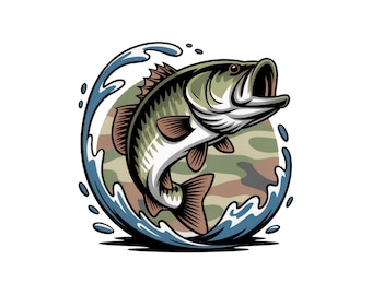 Kamuflaż Bass PNG, Sublimacja Bass Fish, Skaczący Bass PNG, Stary Wzór Kamuflażu PNG, Sublimacja Polowania na Wędkarstwo, Rybak PNG, Ryba PNG