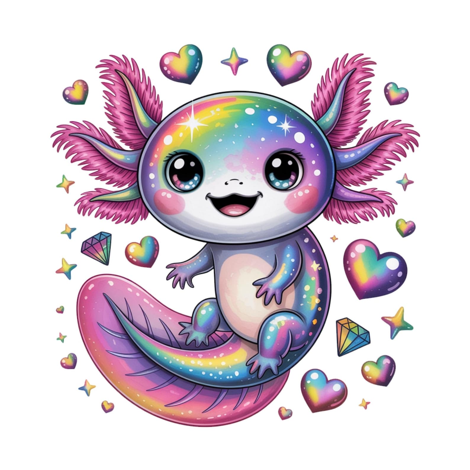Iridescent Axolotl PNG, Sublimation Design, Kids PNG, Baby Axolotl Png ...
