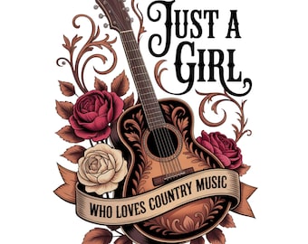Solo una chica que ama la música country PNG, música country sureña sublimación, lazo, diseño de camiseta western, sudadera marrón granate neutro