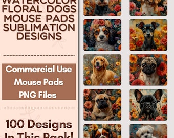 100 Watercolor Floral Dogs PNG Bundle For Sublimation Mouse Pad Sublimation, Mouse Pad Designs Download, Sublimation Bundle Mouse Pad PNG