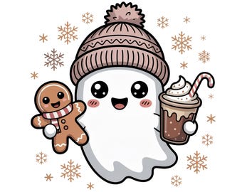 Cute Christmas Ghost PNG, Holiday Ghost Spooky Christmas Xmas Holiday Shirt PNG, Boojee Ghost PNG, Xmas Coquette Png, Gingerbread Png Design