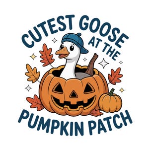 Cutest Goose At The Patch PNG, Fall Pumpkin Patch Toddler Shirt Sublimation, Funny Autumn Goose Halloween Kids PNG, PNG For Kids, Boys Png