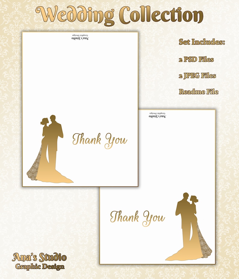 Easy Editing Beautiful Thank You Card Templates Wedding Collection Photoshop Printable.