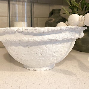 Paper Mache Bowl,  White Papier-MÂCHÉ Bowl -Vintage Inspired, Handmade,  Farmhouse, Rustic Bowl, Modern Century, Primitive Bowl, Vessel