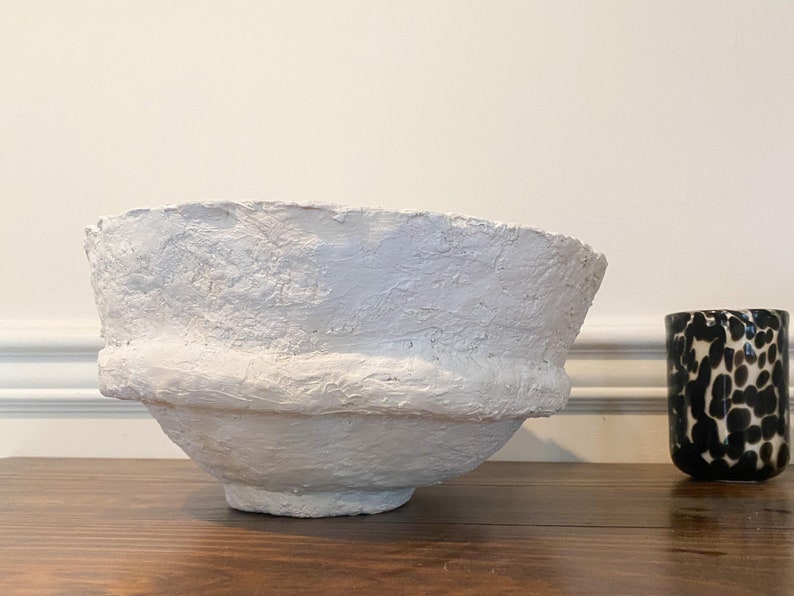 Paper Mache Bowl White PapierMÂCHÉ Bowl Vintage Inspired Etsy
