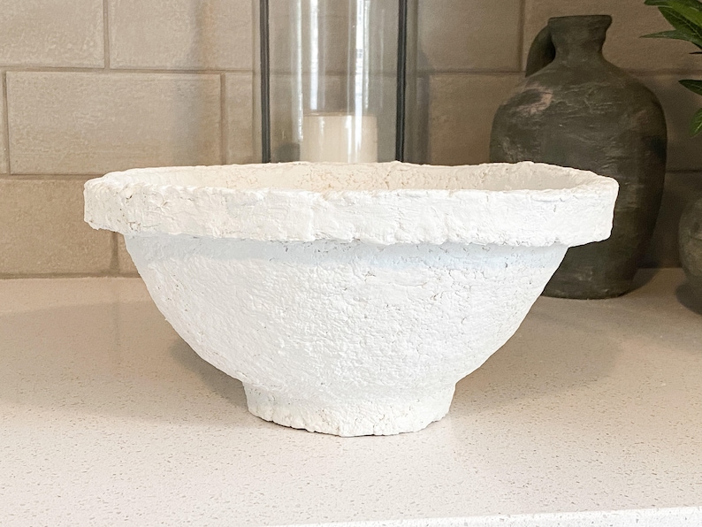 Paper Mache Bowl White PapiermÂchÉ Bowl vintage Inspired Etsy